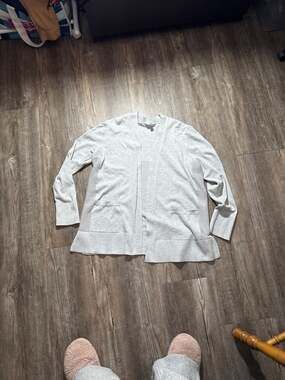 Time and Tru Women's XL (16-18) Gray Open Front Cardigan with Pockets